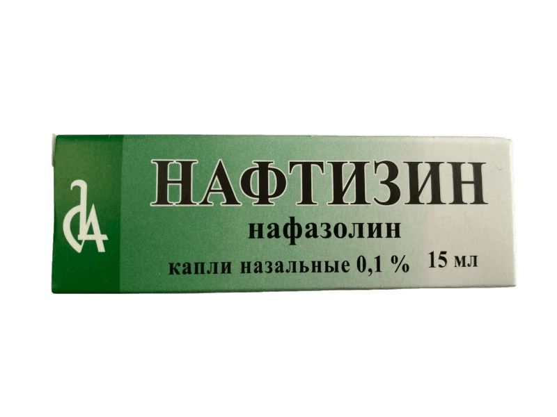 Упаковка препарата Нафтизин, капли 0,1% фл/кап, 15 мл