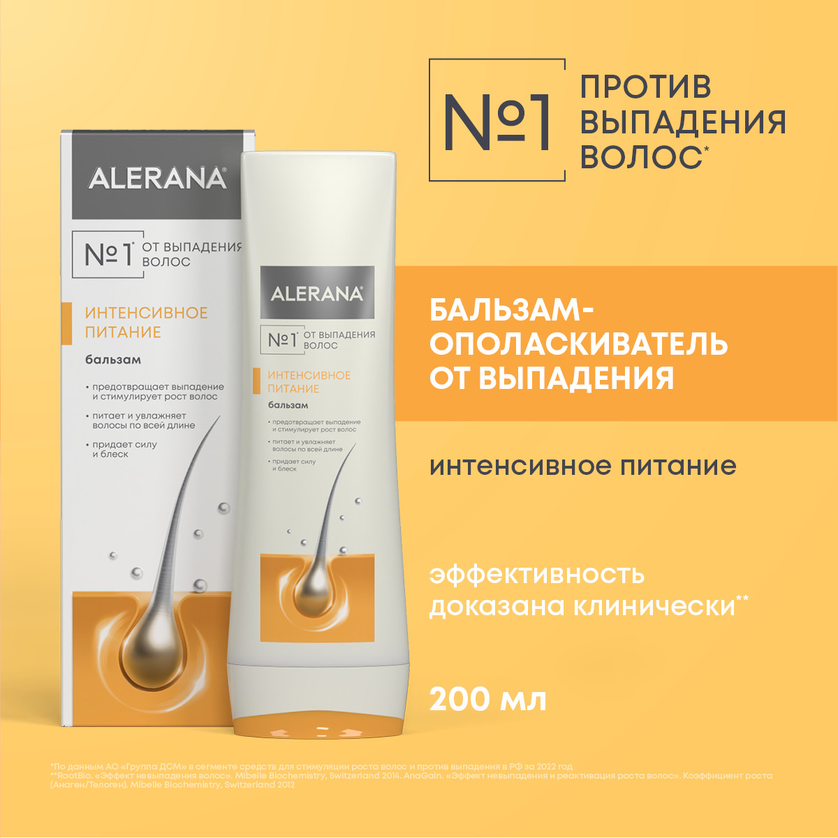 Алерана, Интенсивное питание бальзам-ополаскиватель для волос, 200 мл