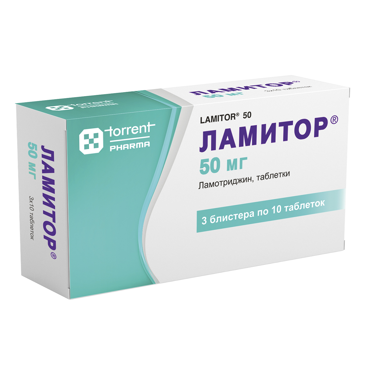 Упаковка препарата Ламитор, таблетки 50 мг, 30 шт.