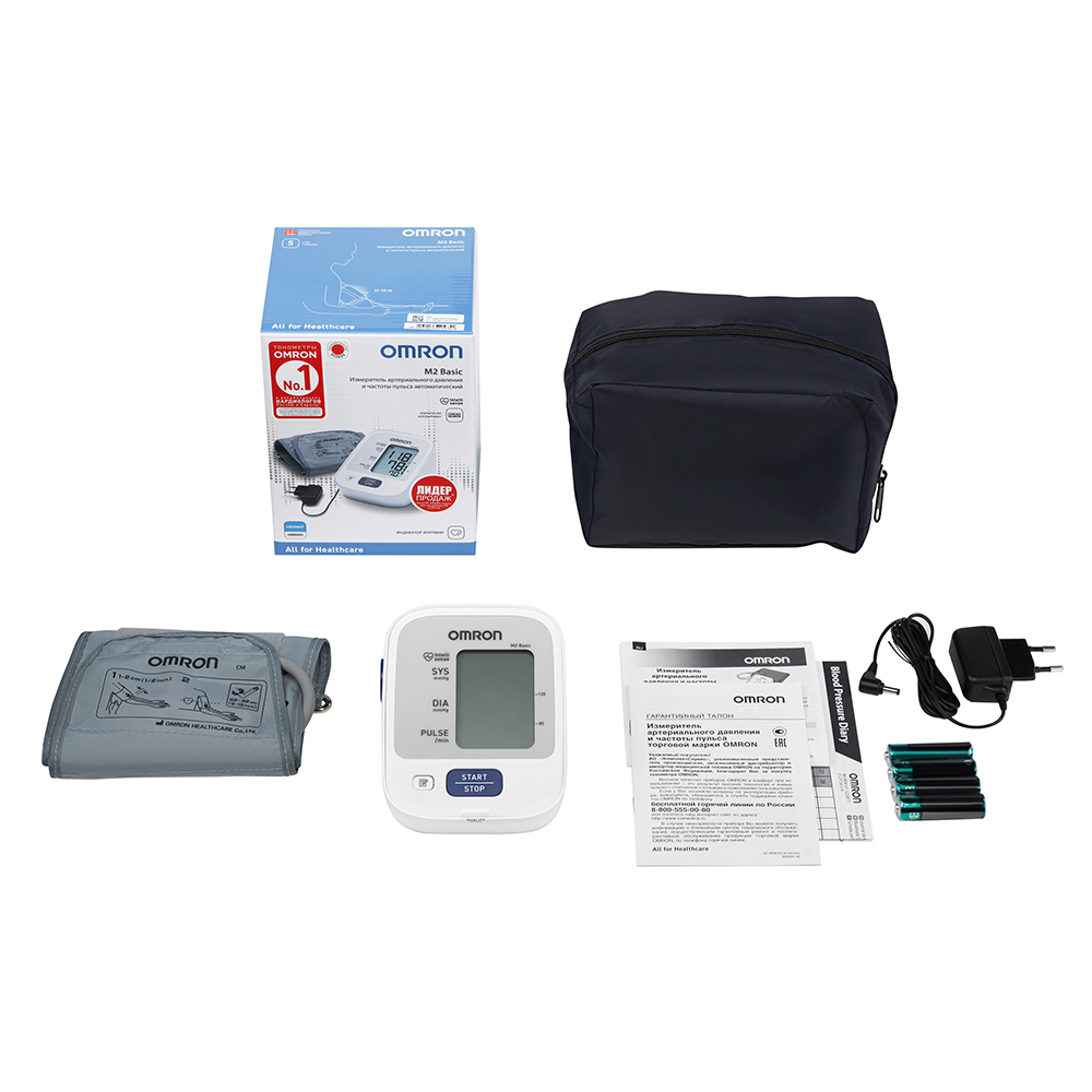 Omron M2 Basic, тонометр автоматический с адаптером НЕМ-7121-ARU