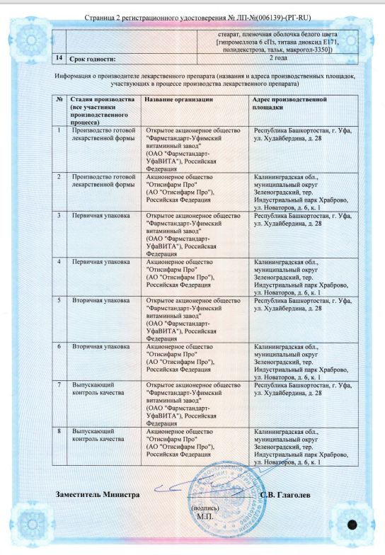 Сертификат на Магнелис B6 форте