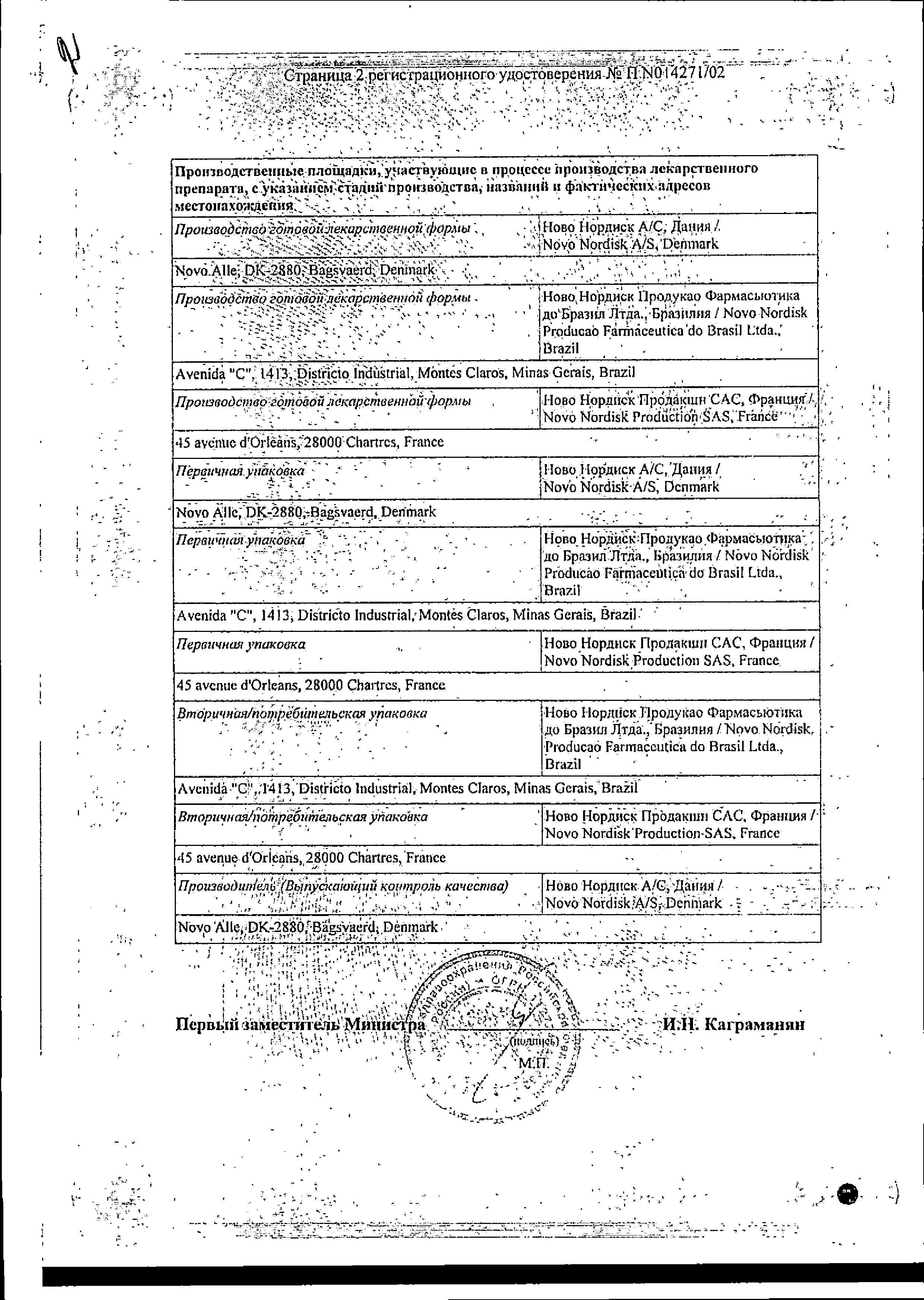 Сертификат на Протафан НМ