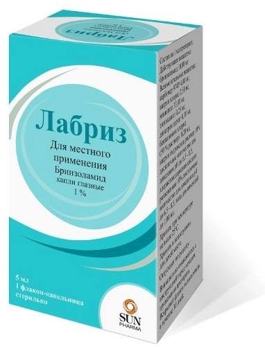 Упаковка препарата Лабриз, капли глазные 1%, 5 мл