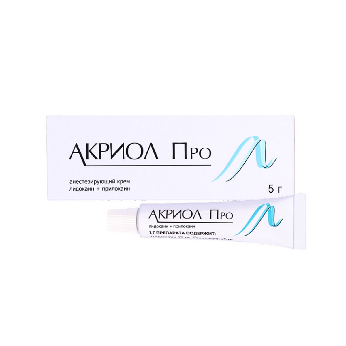 Упаковка препарата Акриол Про, крем 2.5%+2.5%, 5 г