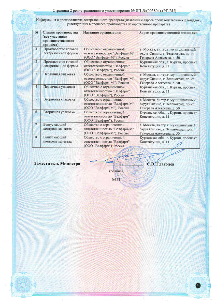 Сертификат на Вилдарил