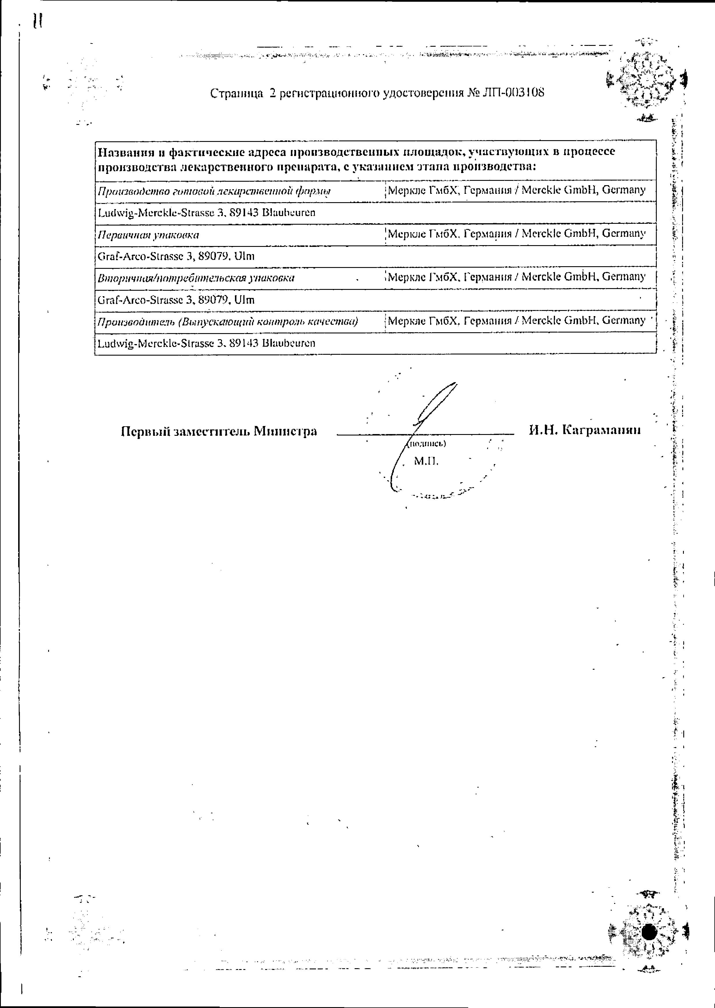 Сертификат на Конвульсофин-ретард