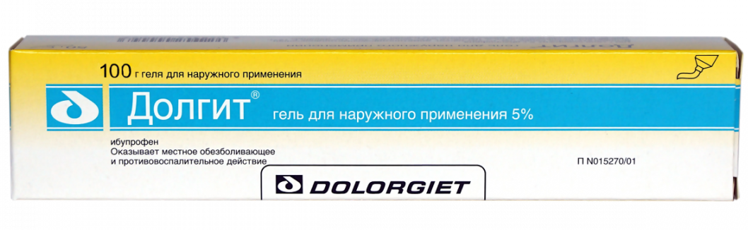 Упаковка препарата Долгит, гель 5%, 100 г