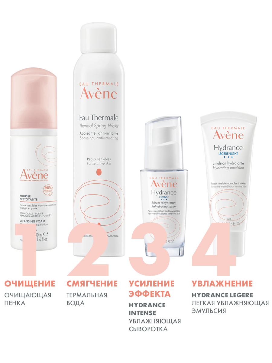 Avene очищающая пенка для лица и области вокруг глаз, 50 мл 