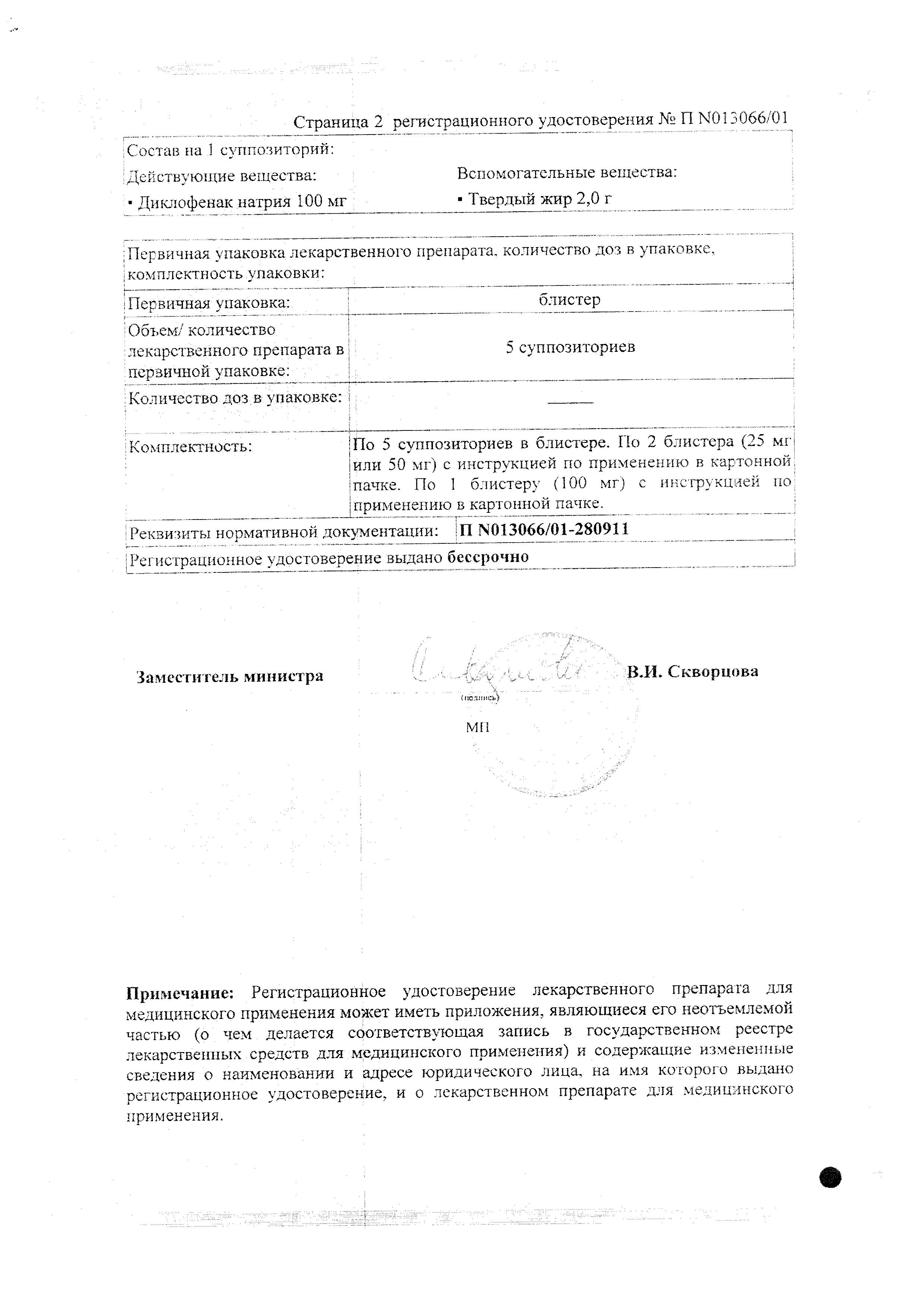 Сертификат на Вольтарен