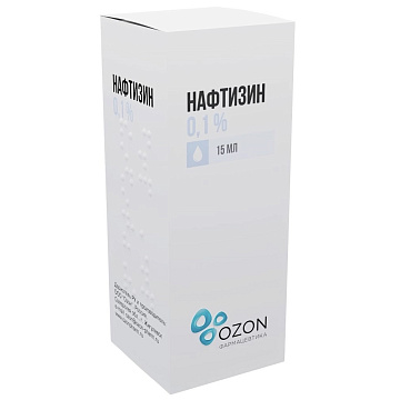 Нафтизин, капли назальные 0.1 %, флакон 15 мл 
