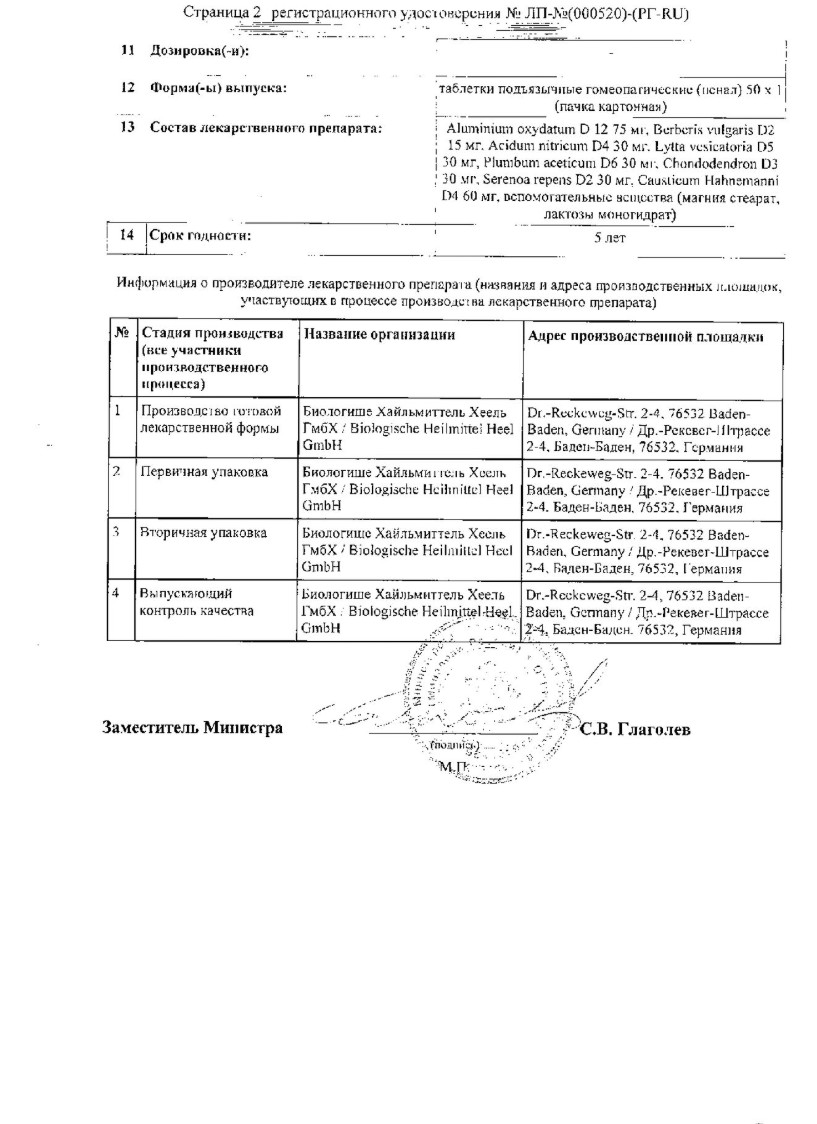 Сертификат на Ренель