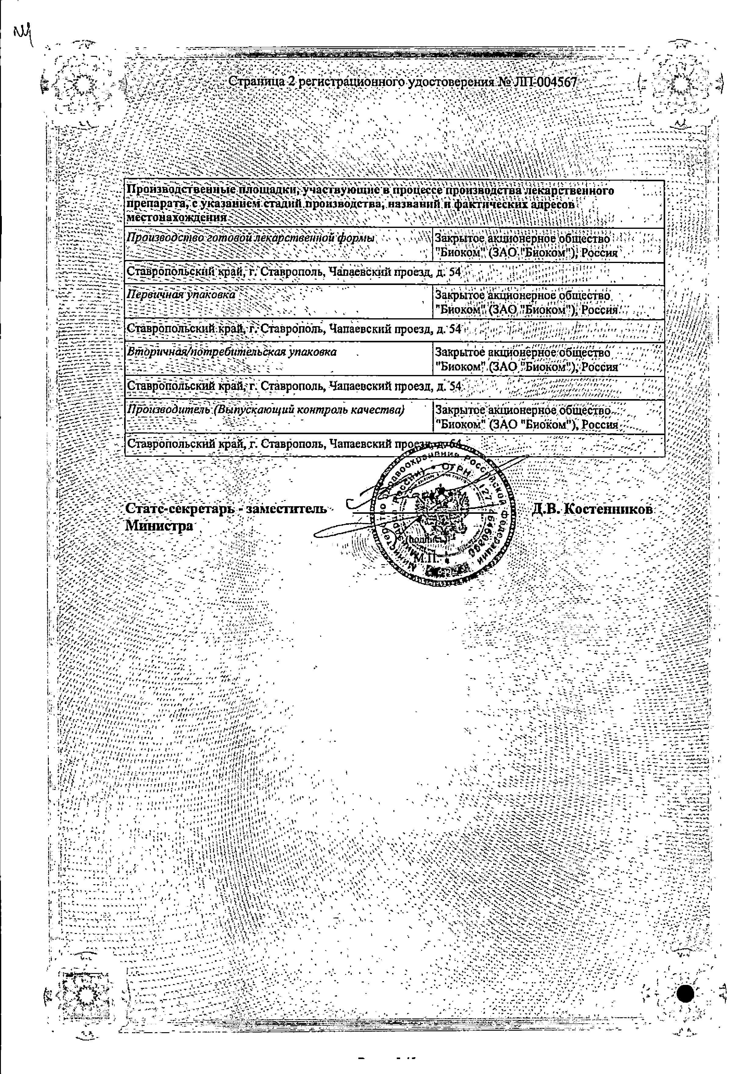 Сертификат на Дезлоратадин