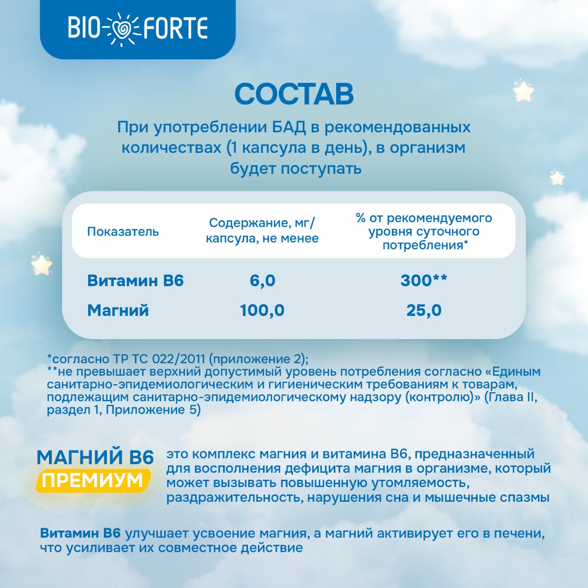 Магний В6 Форте Премиум BioForte, капсулы, 60 шт.