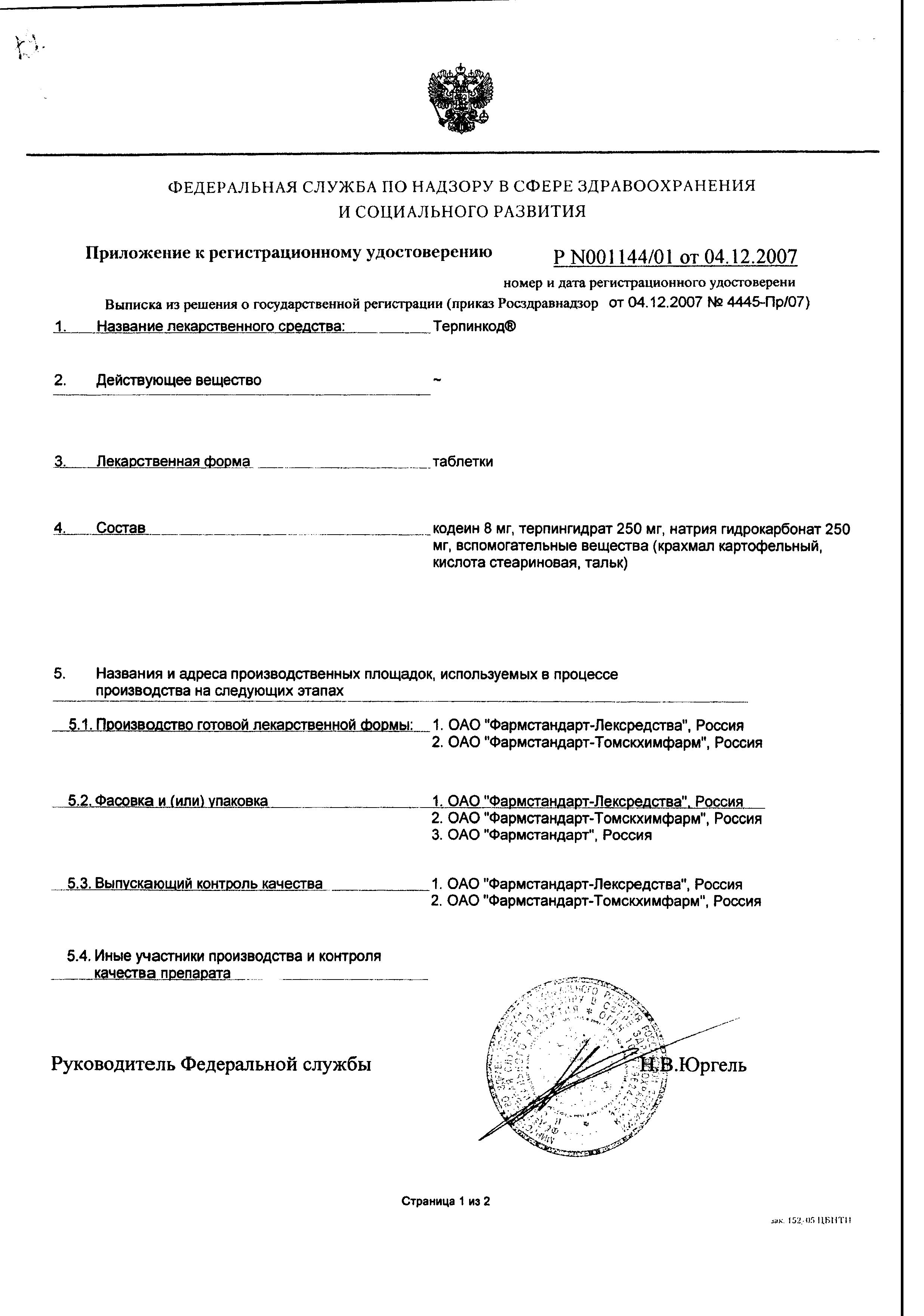 Сертификат на Терпинкод