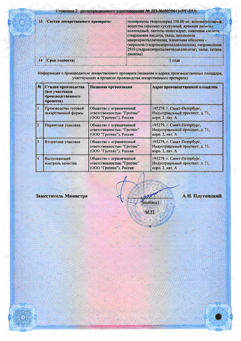 Сертификат на Лидамитол