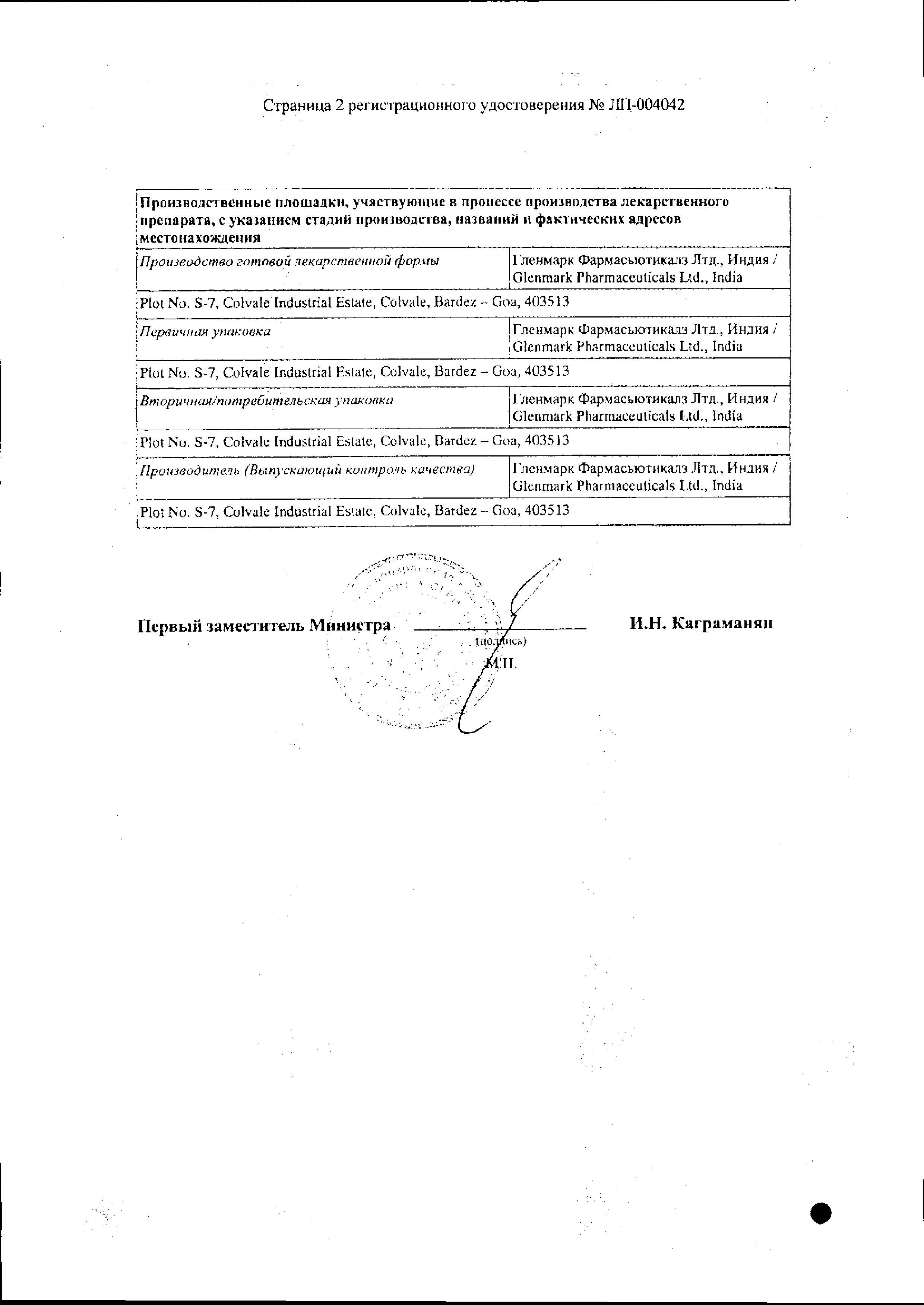 Сертификат на Глемонт