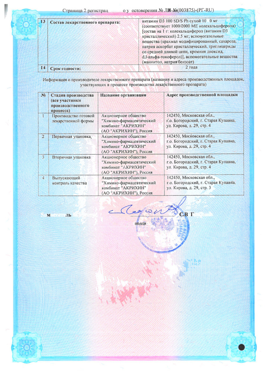 Сертификат на Аквадетрим