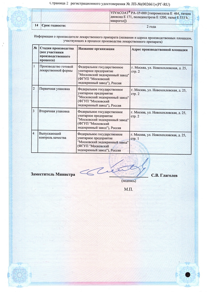 Сертификат на Нейромексол