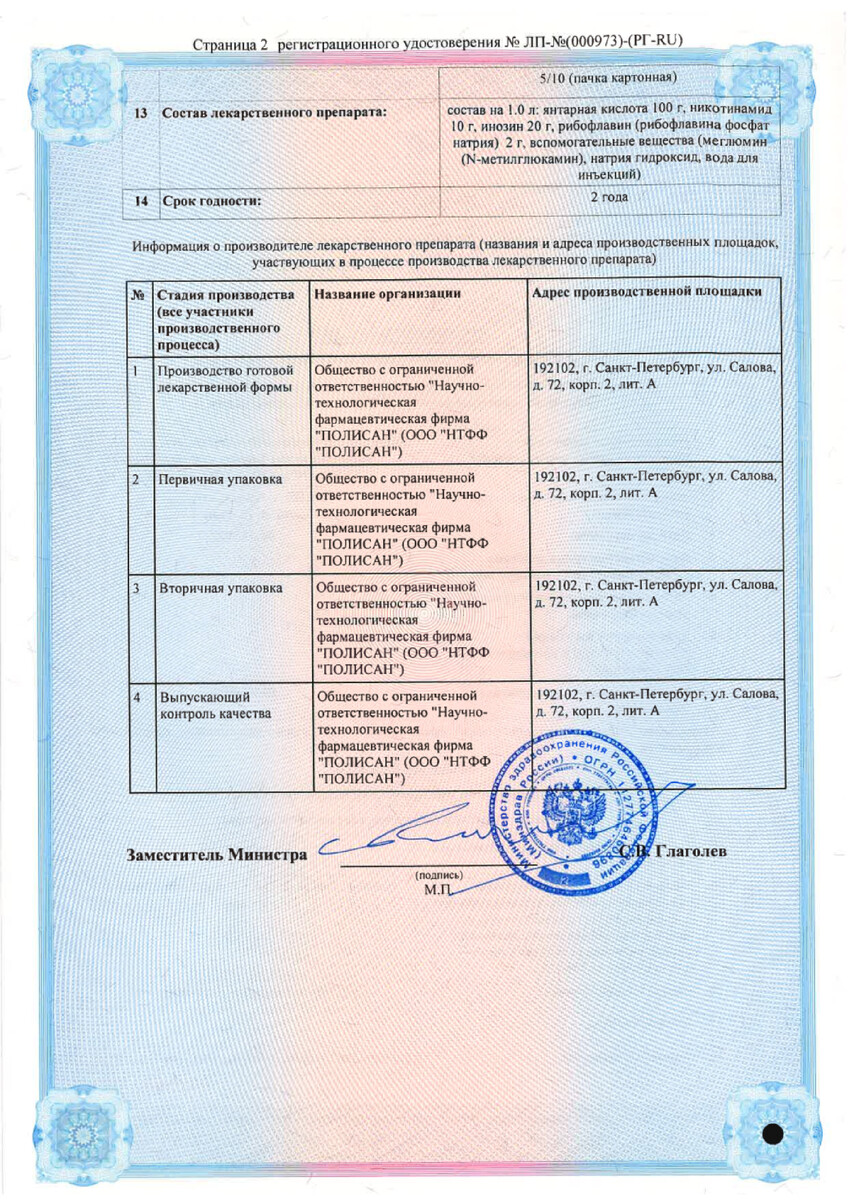 Сертификат на Цитофлавин