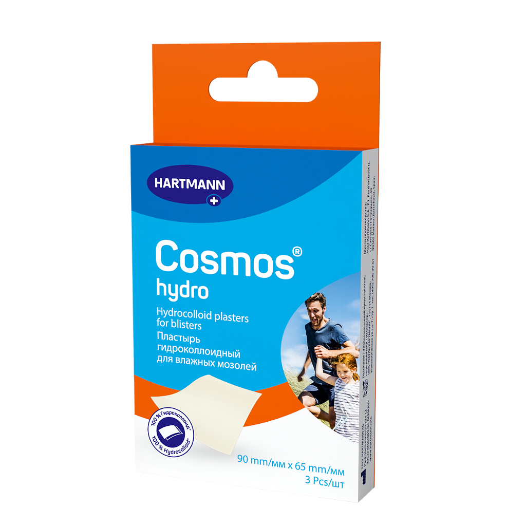 Хартманн Cosmos Hydro пластырь гидроколлоидный для влажных мозолей 90 мм х 65 мм 3 шт 315₽
