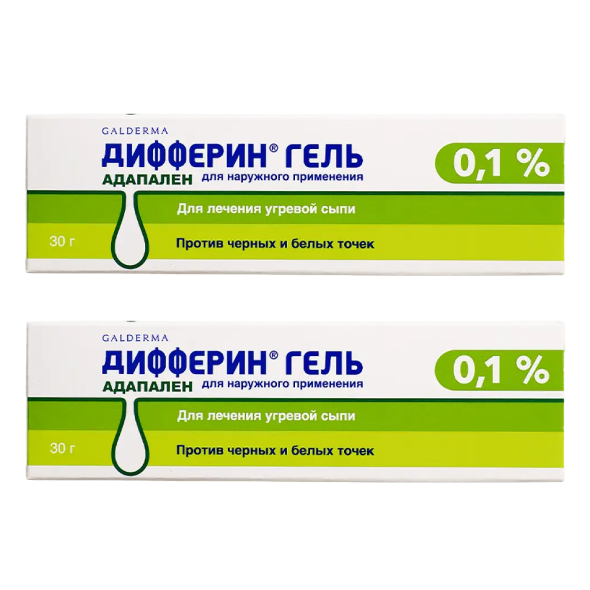 Упаковка препарата Набор 2уп Дифферин гель 0.1% 30г