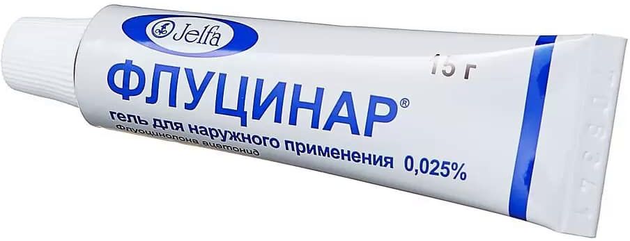Упаковка препарата Флуцинар, гель 0.025% 15 г, 1 шт.