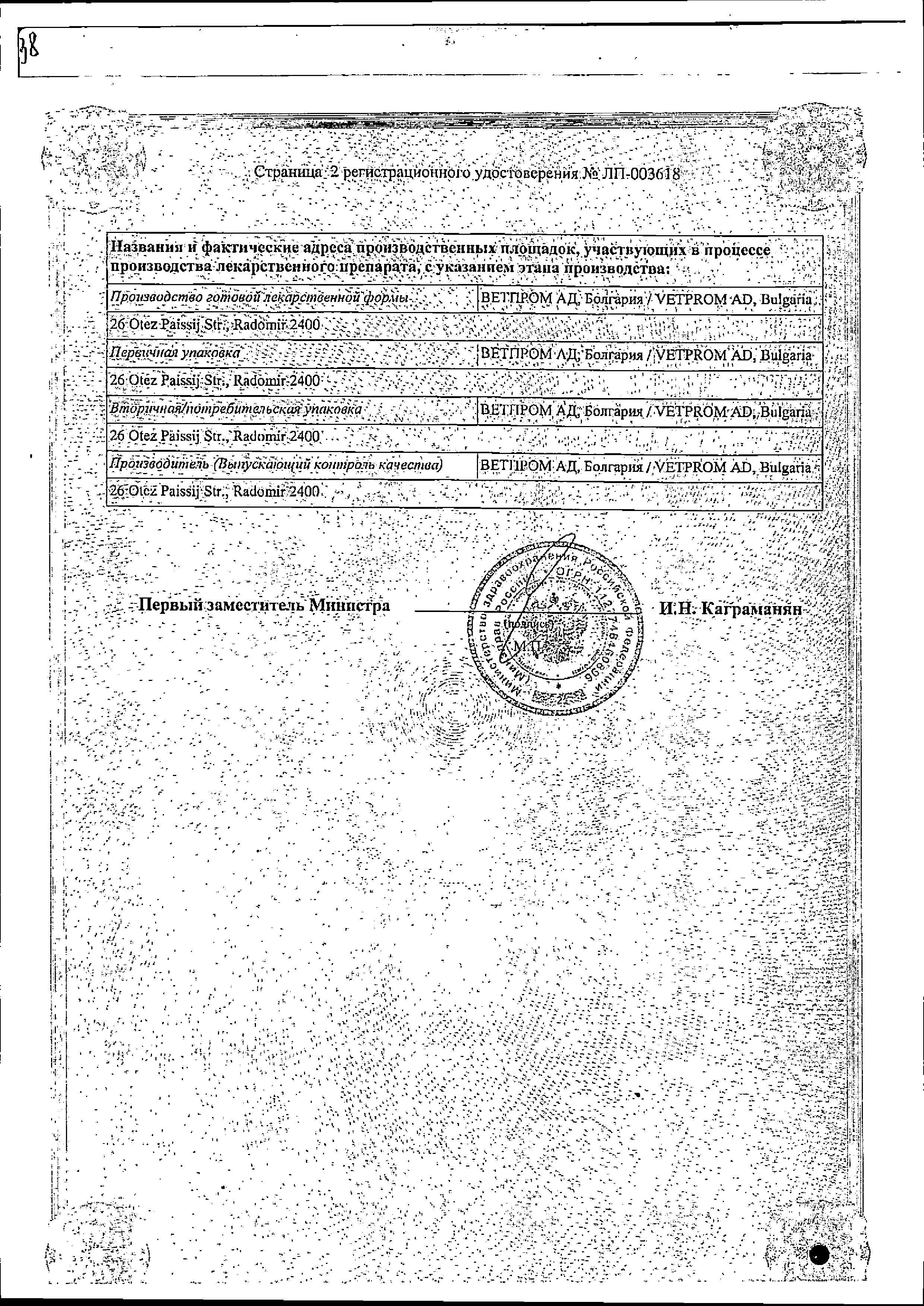 Сертификат на Спазмофарм