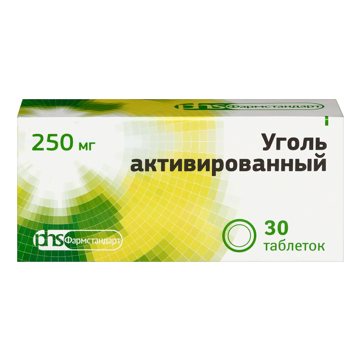Упаковка препарата Уголь активированный, таблетки 250 мг, 30 шт.