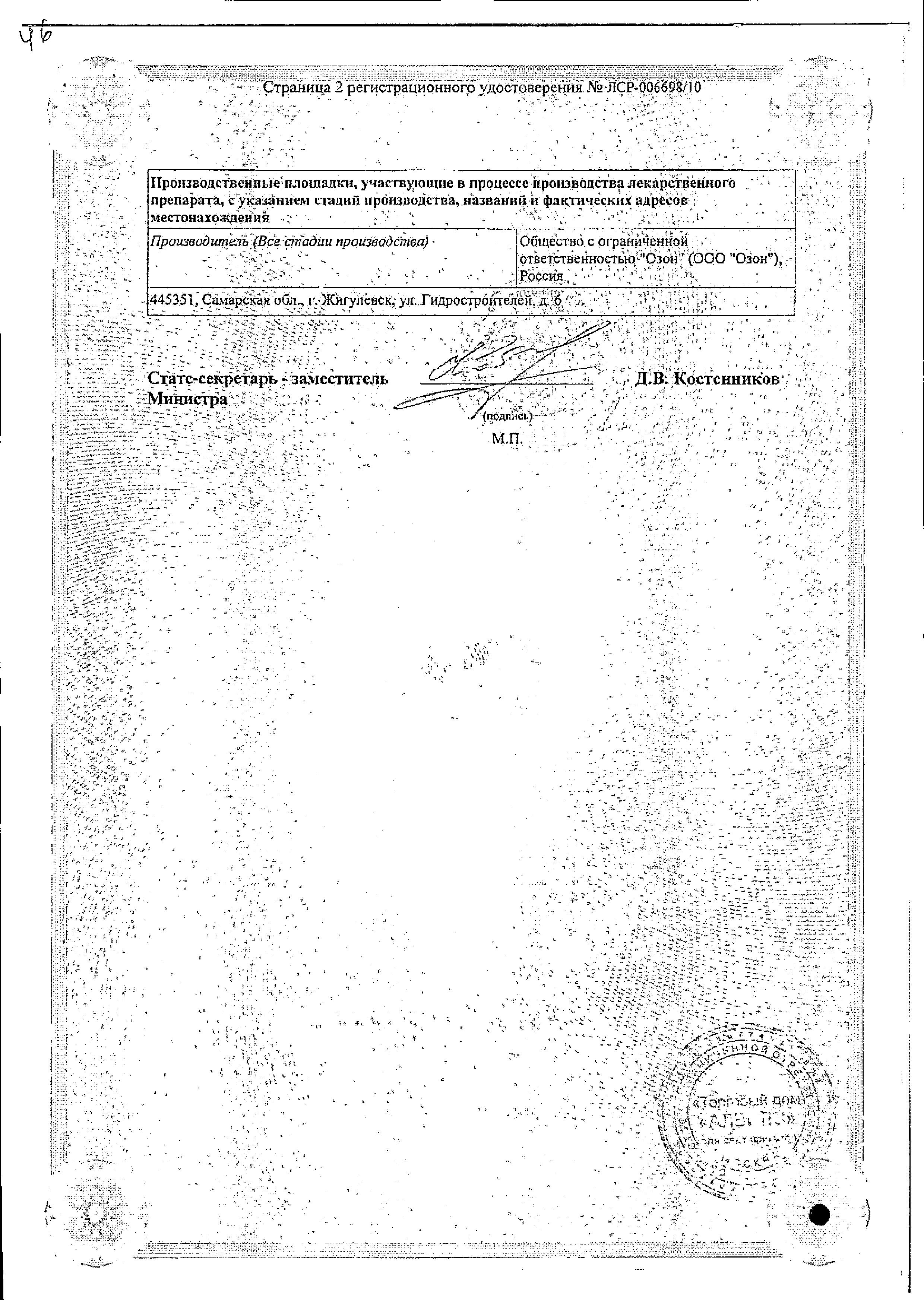 Сертификат на Метопролол