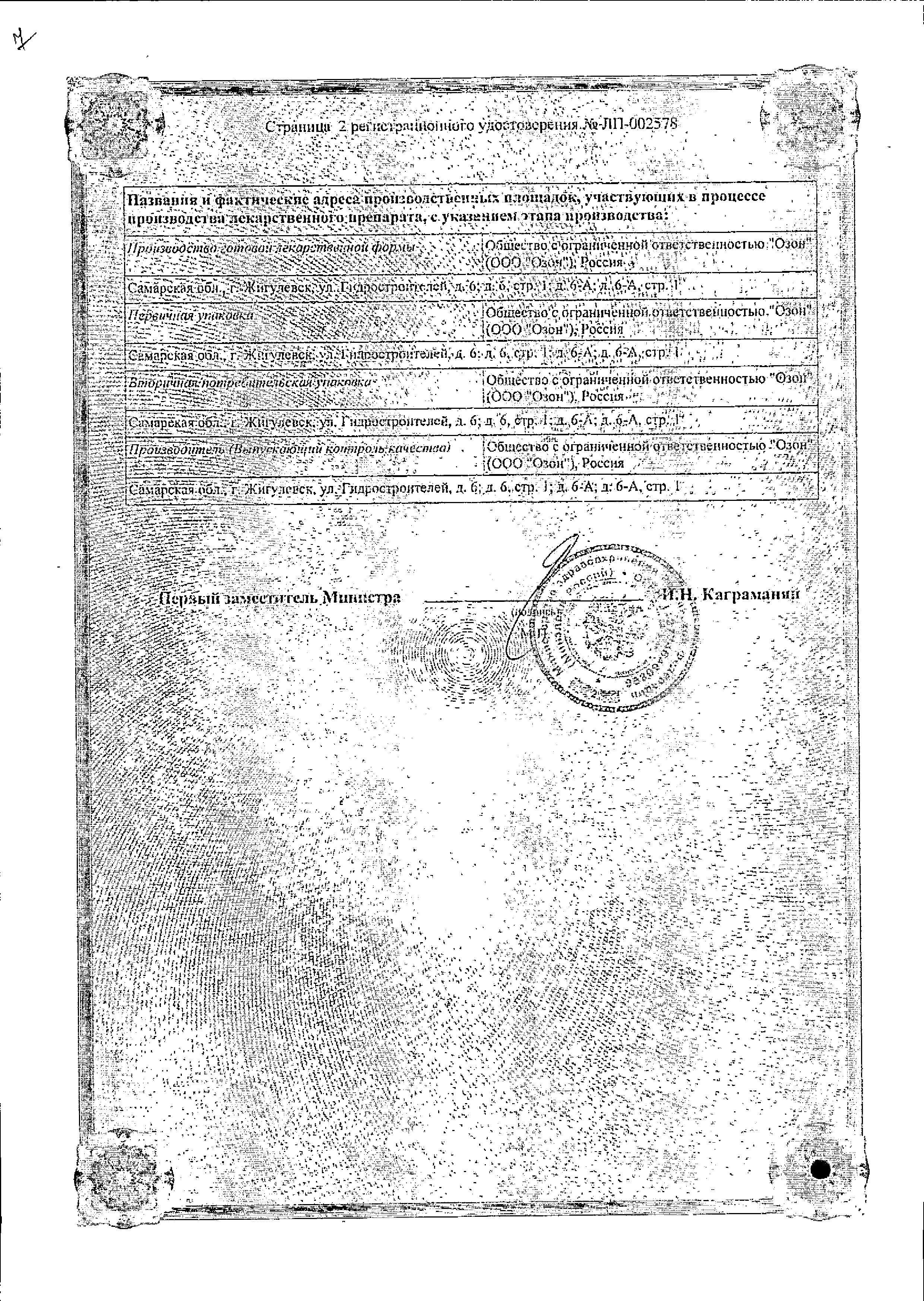 Сертификат на Рокситромицин