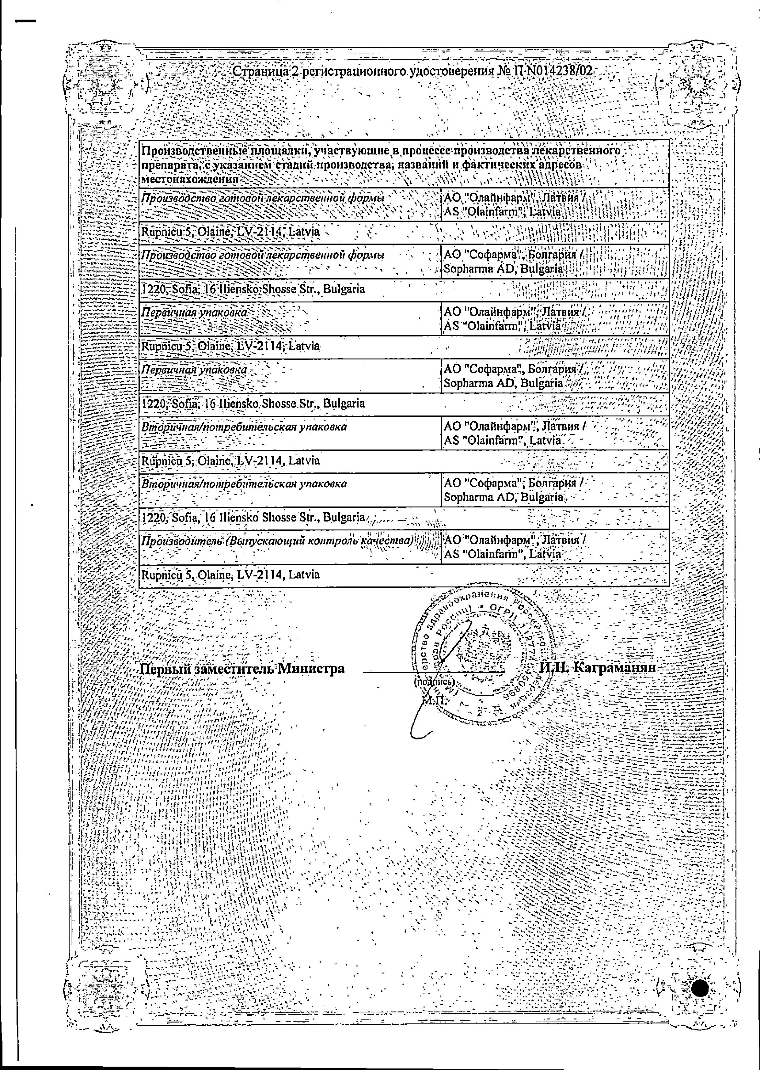 Сертификат на Нейромидин