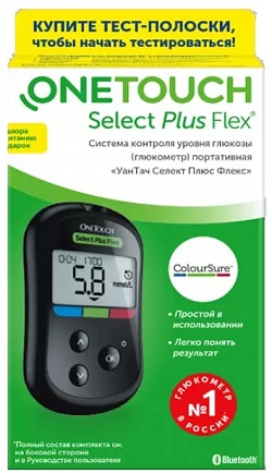 Глюкометр One Touch Select Plus Flex (без тест-полосок и ручки для ...