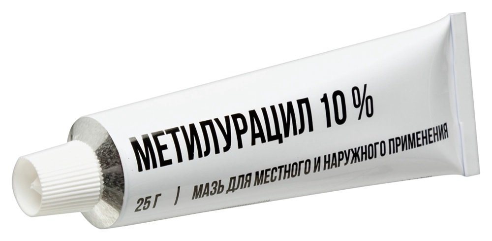 Упаковка препарата Метилурацил, мазь 10 %, туба 25 г