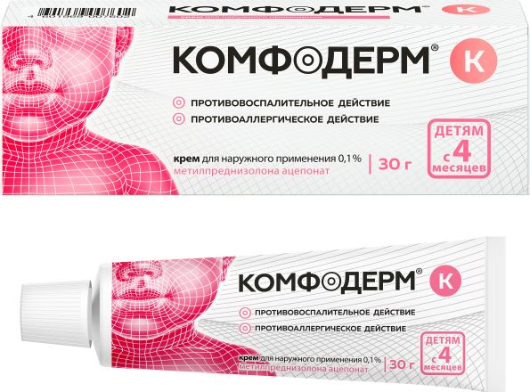 Упаковка препарата Комфодерм К, крем 0.1%, 30 г