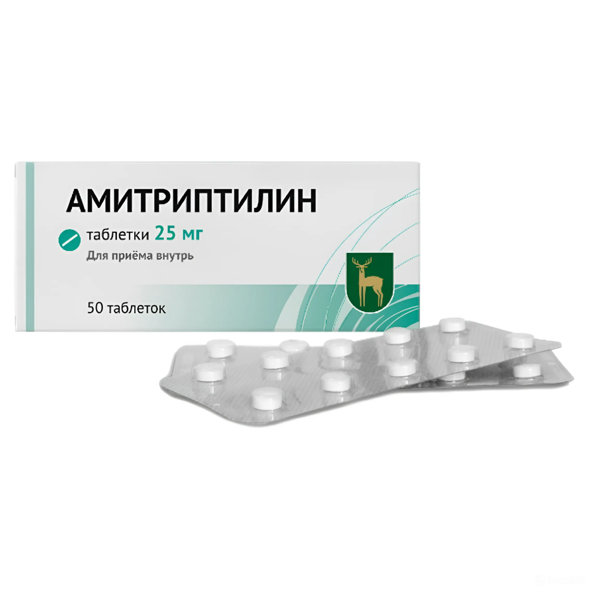 Упаковка препарата Амитриптилин, таблетки 25 мг, 50 шт.