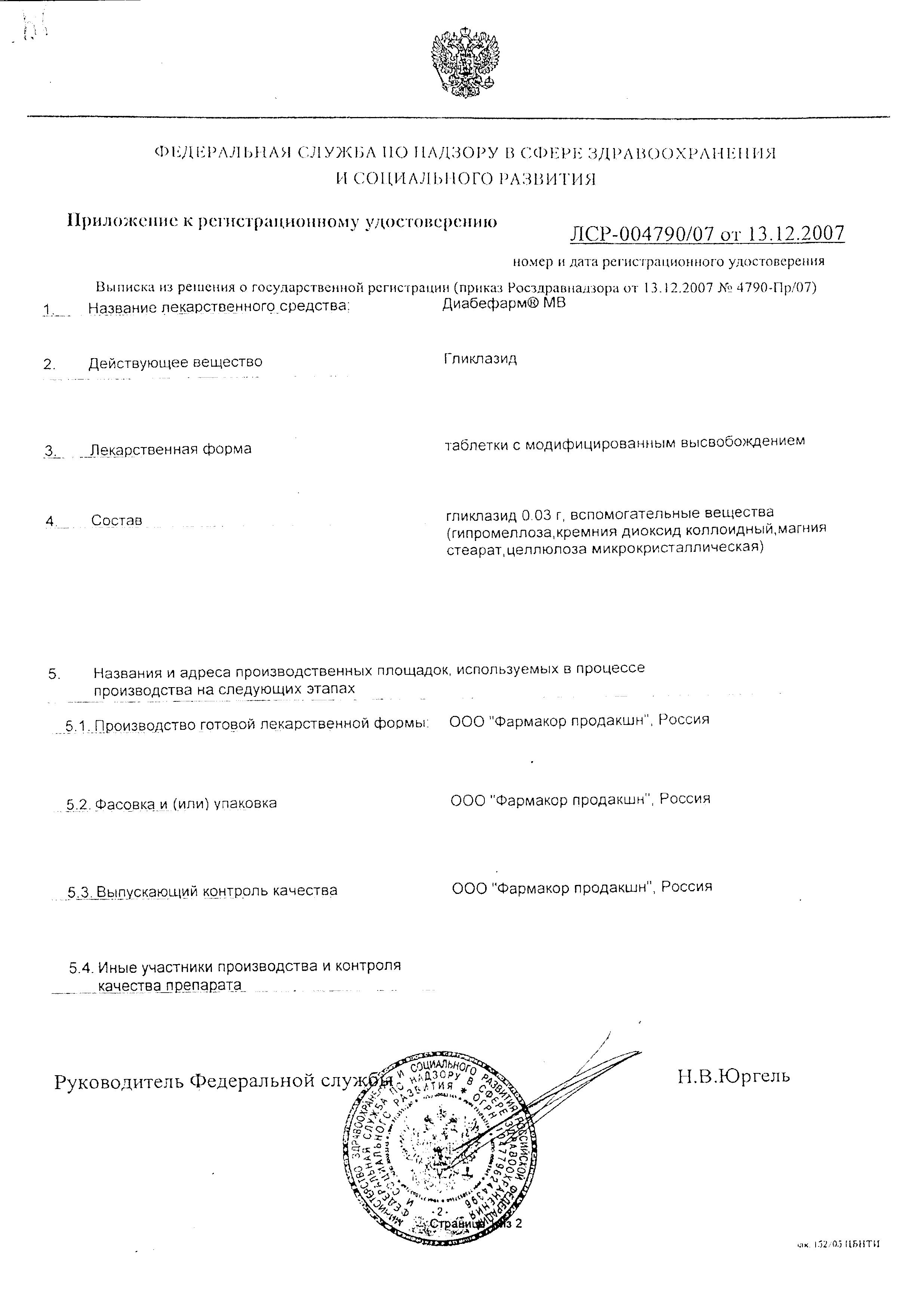 Сертификат на Диабефарм МВ