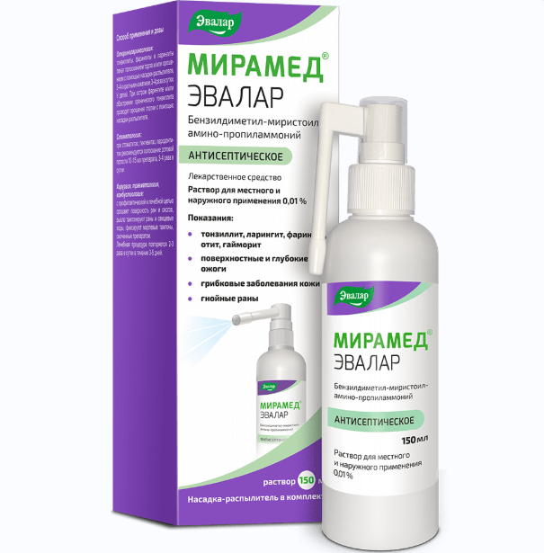 Мирамед Эвалар, раствор 0.01% (с насадкой-распылителем) 150 мл, 1 шт. 