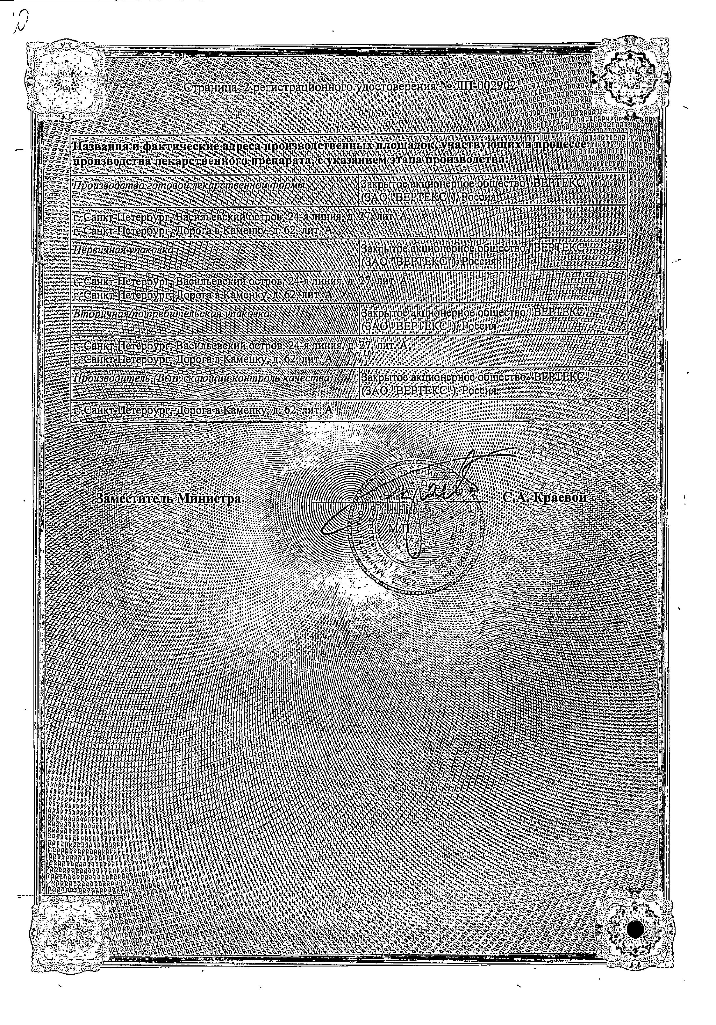 Сертификат на Небиволол