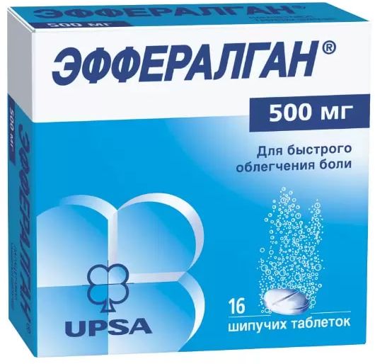 Эффералган, таблетки шипучие 500 мг, 16 шт. 