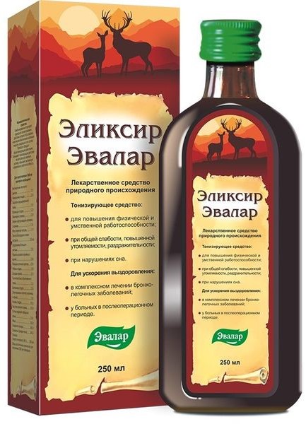 Упаковка препарата Эвалар, эликсир 250 мл, 1 шт.