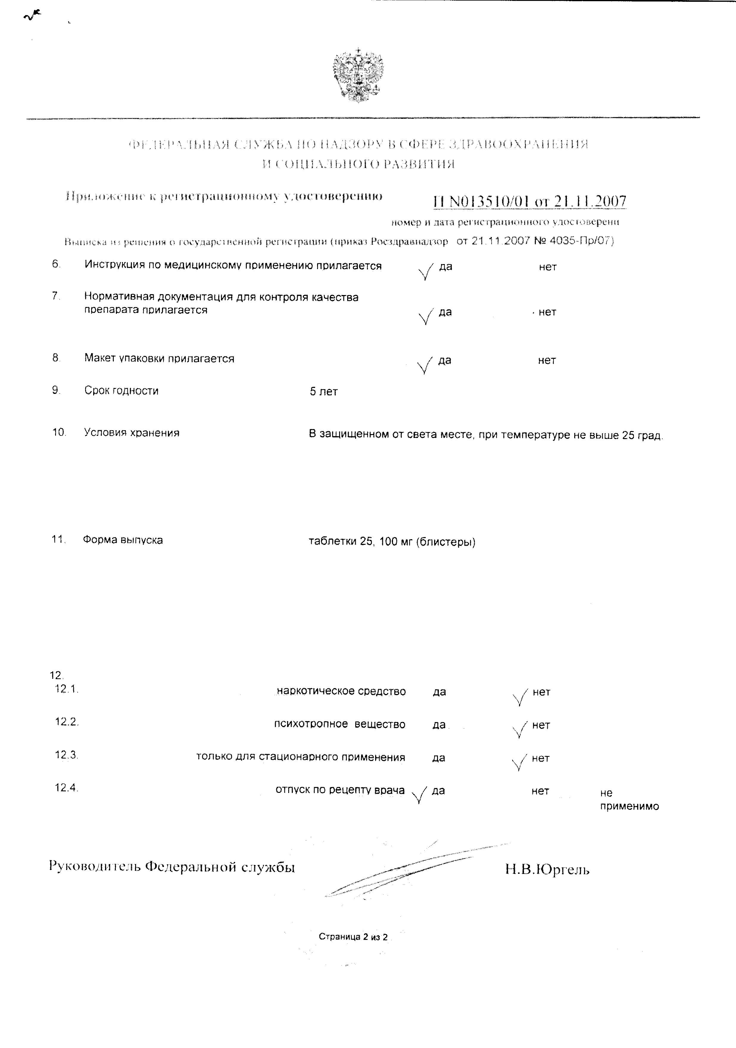 Сертификат на Гипотиазид