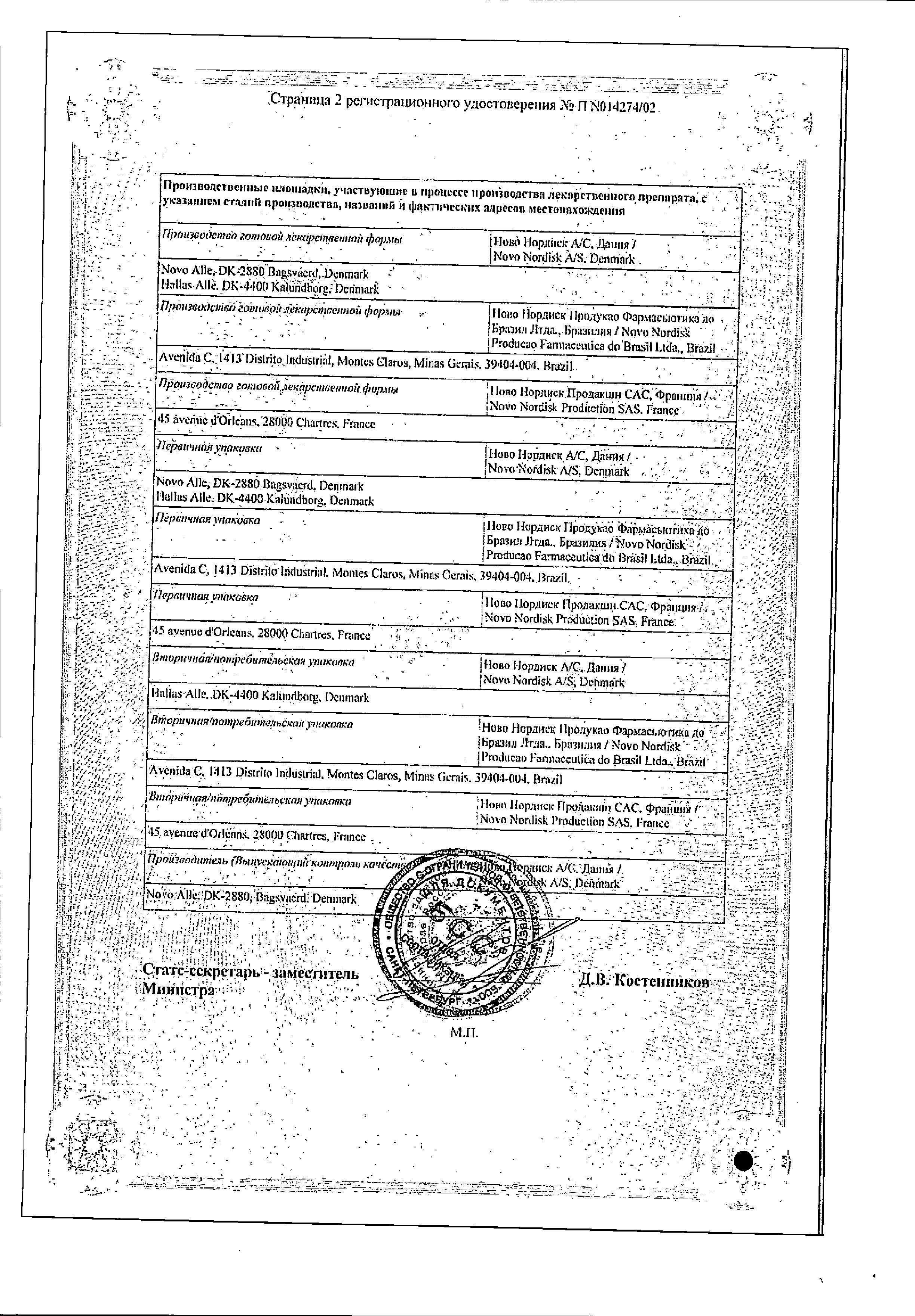 Сертификат на Актрапид НМ