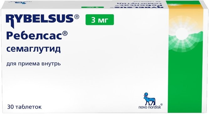 Упаковка препарата Ребелсас, таблетки 3 мг, 30 шт