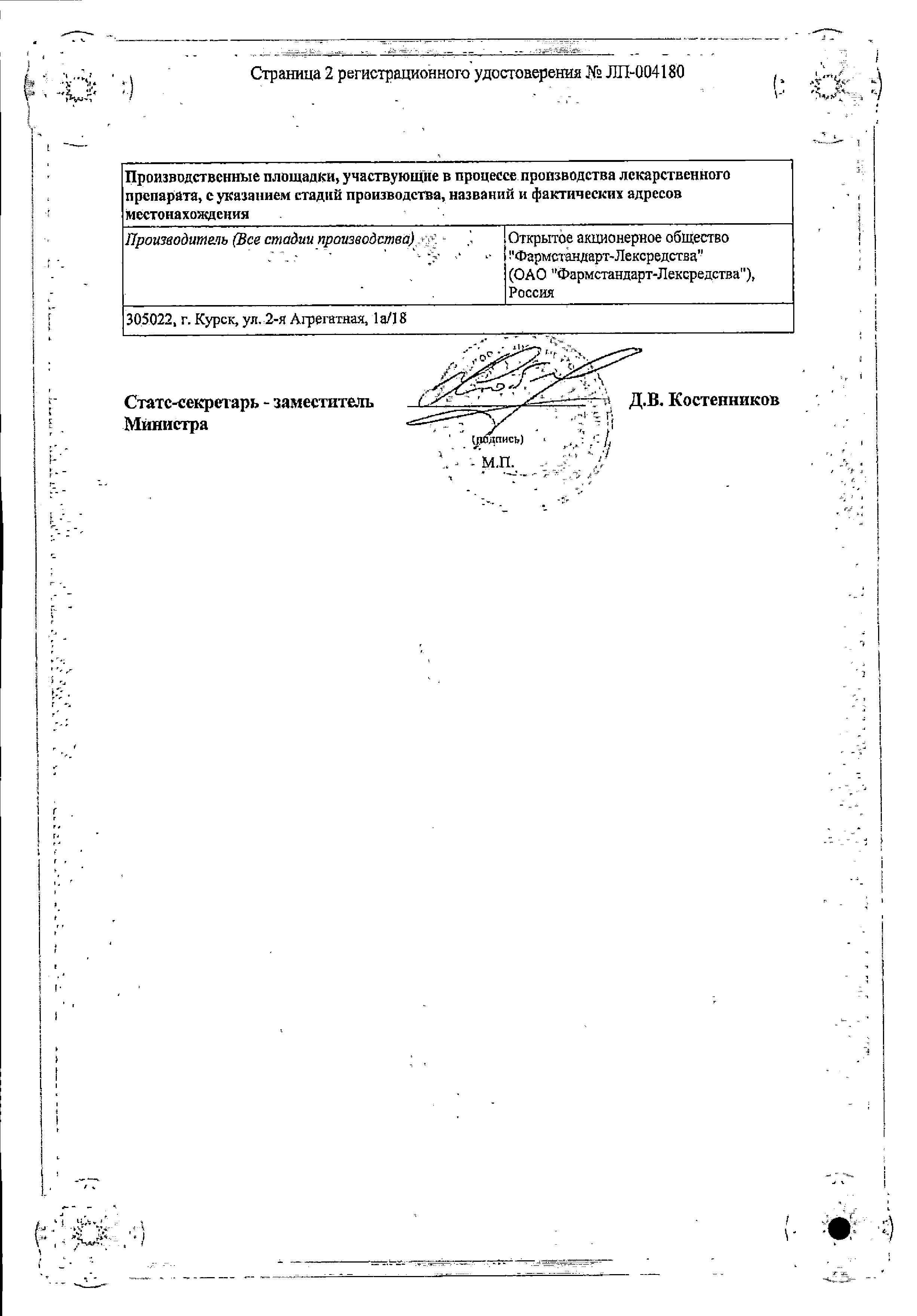 Сертификат на Уронормин-Ф