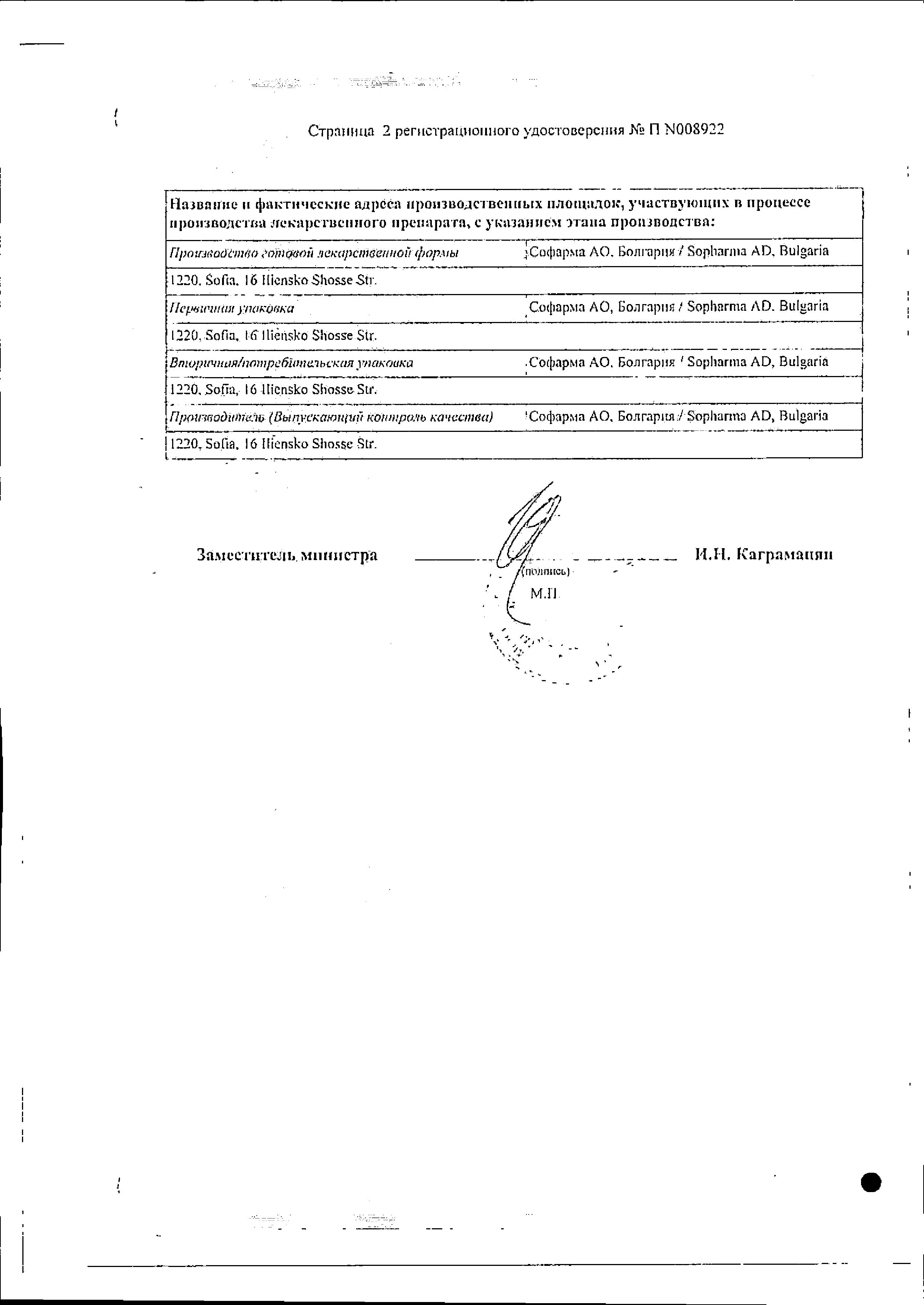 Сертификат на Сиднофарм