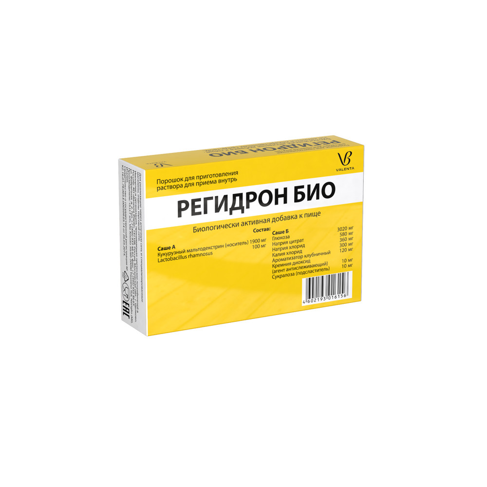 Упаковка препарата Регидрон Био, порошок, саше, 5 шт.