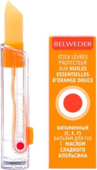 Belweder, витаминный бальзам для губ с маслом сладкого апельсина, 4 г