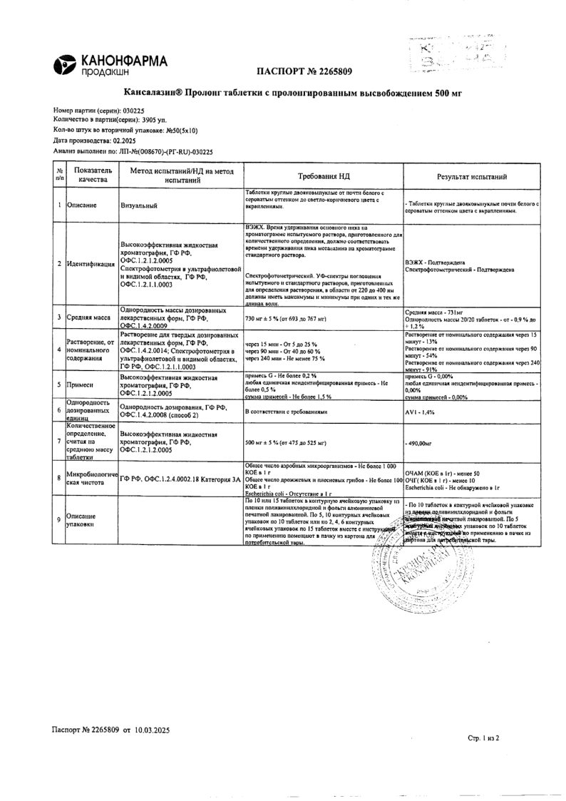 Сертификат на Кансалазин