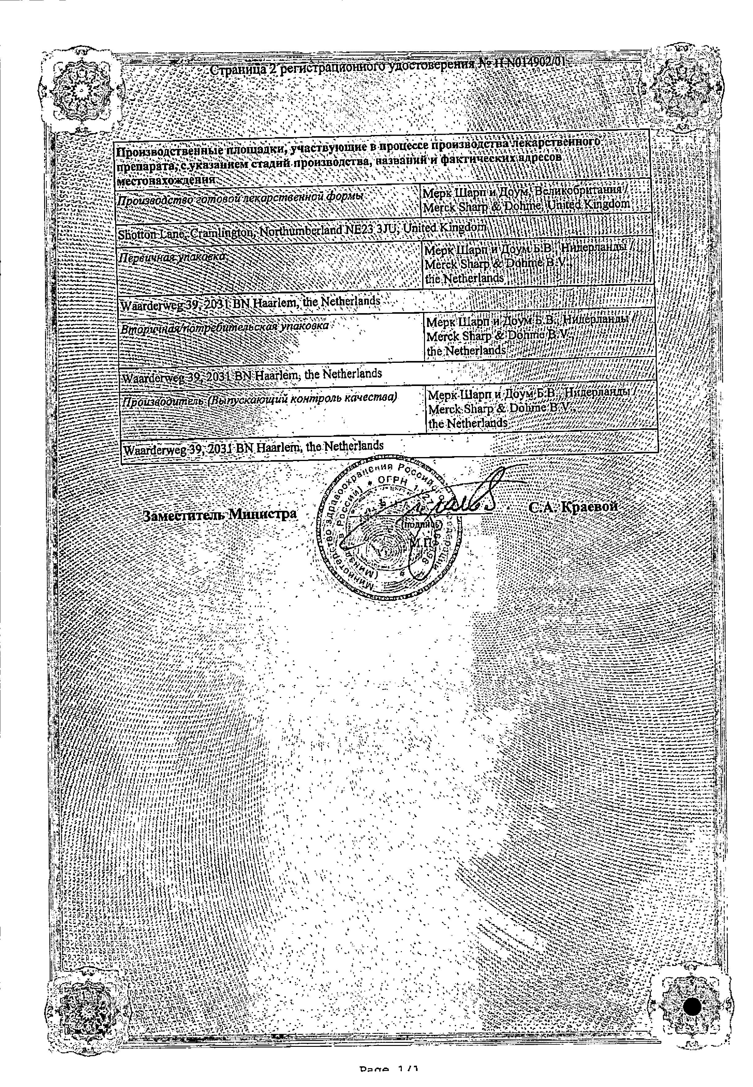 Сертификат на Гизаар