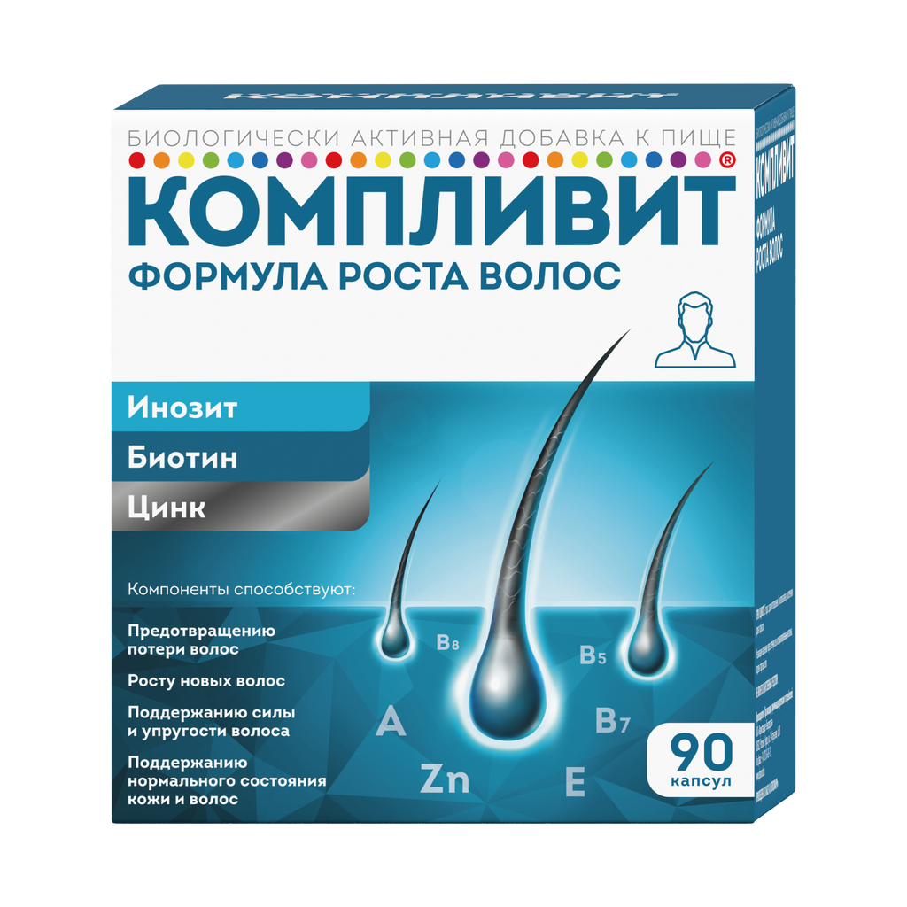 Компливит Формула роста волос капсулы 596 мг 90 шт 1460₽